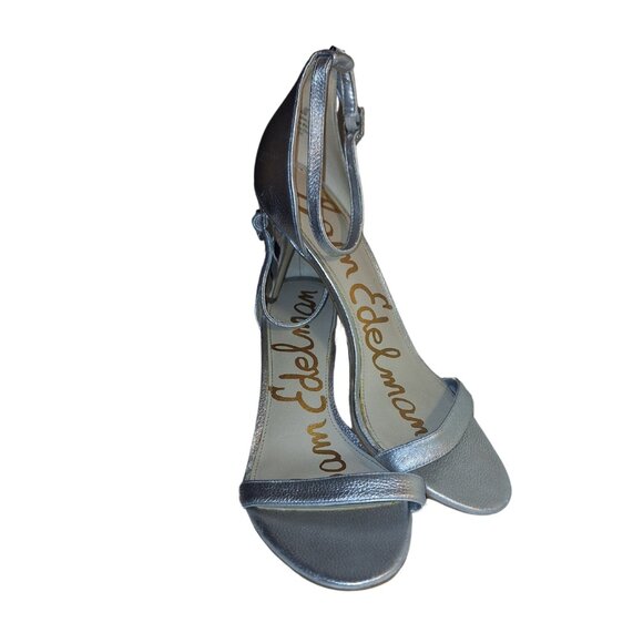Sam Edelman Metallic Silver Ankle Strap Sandal with Heel Size 10 – Bridal - Picture 5 of 9